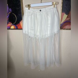 Chic White Sheer Overlay Shorts